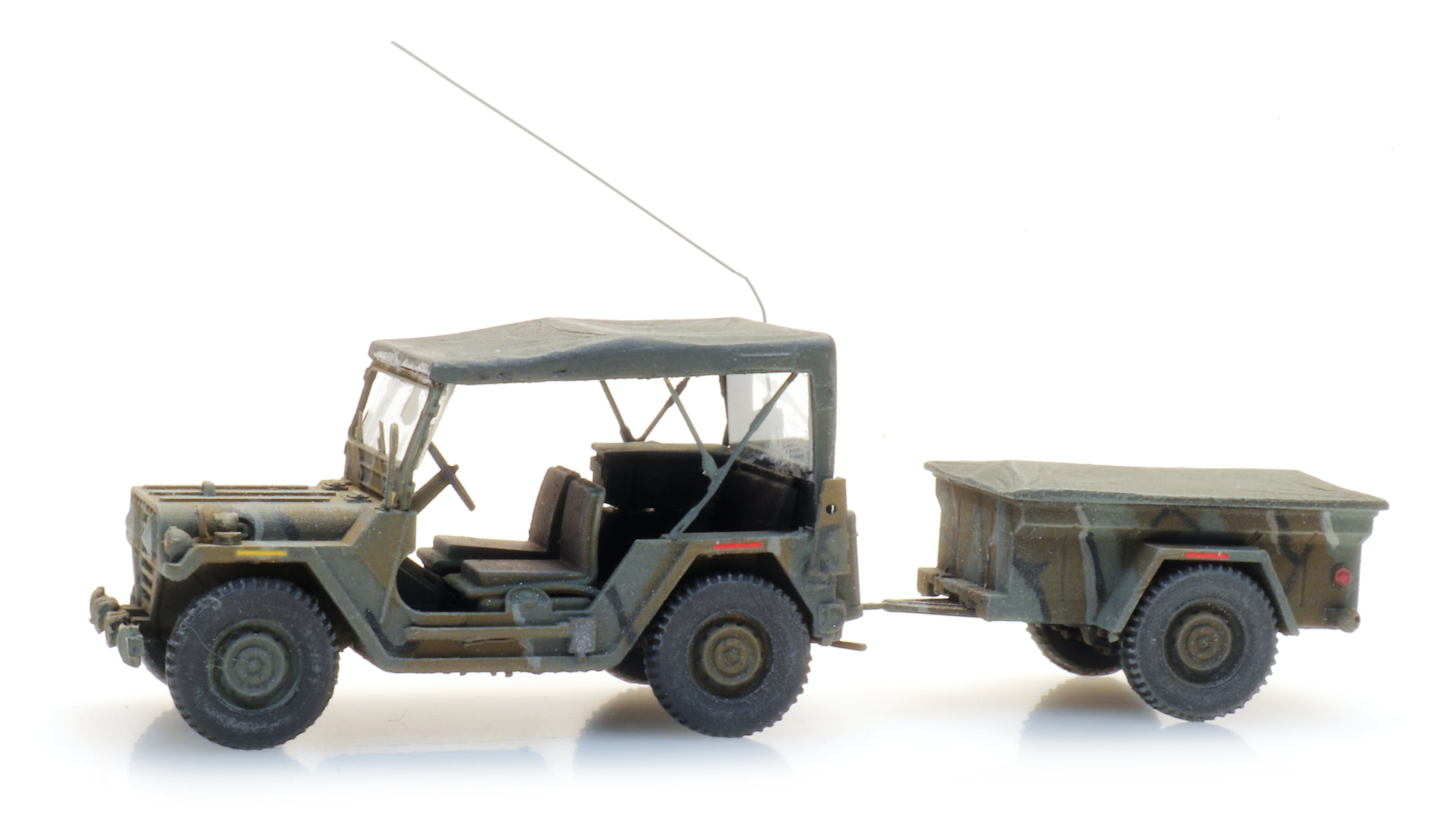 Artitec US M151 Jeep + M416 Trailer MERDC 6870568 – 1:87 HO Scale Model