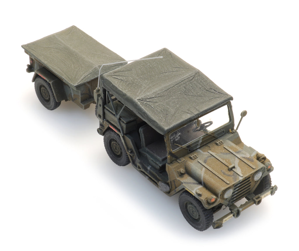 Artitec US M151 Jeep + M416 Trailer MERDC 6870568 – 1:87 HO Scale Model