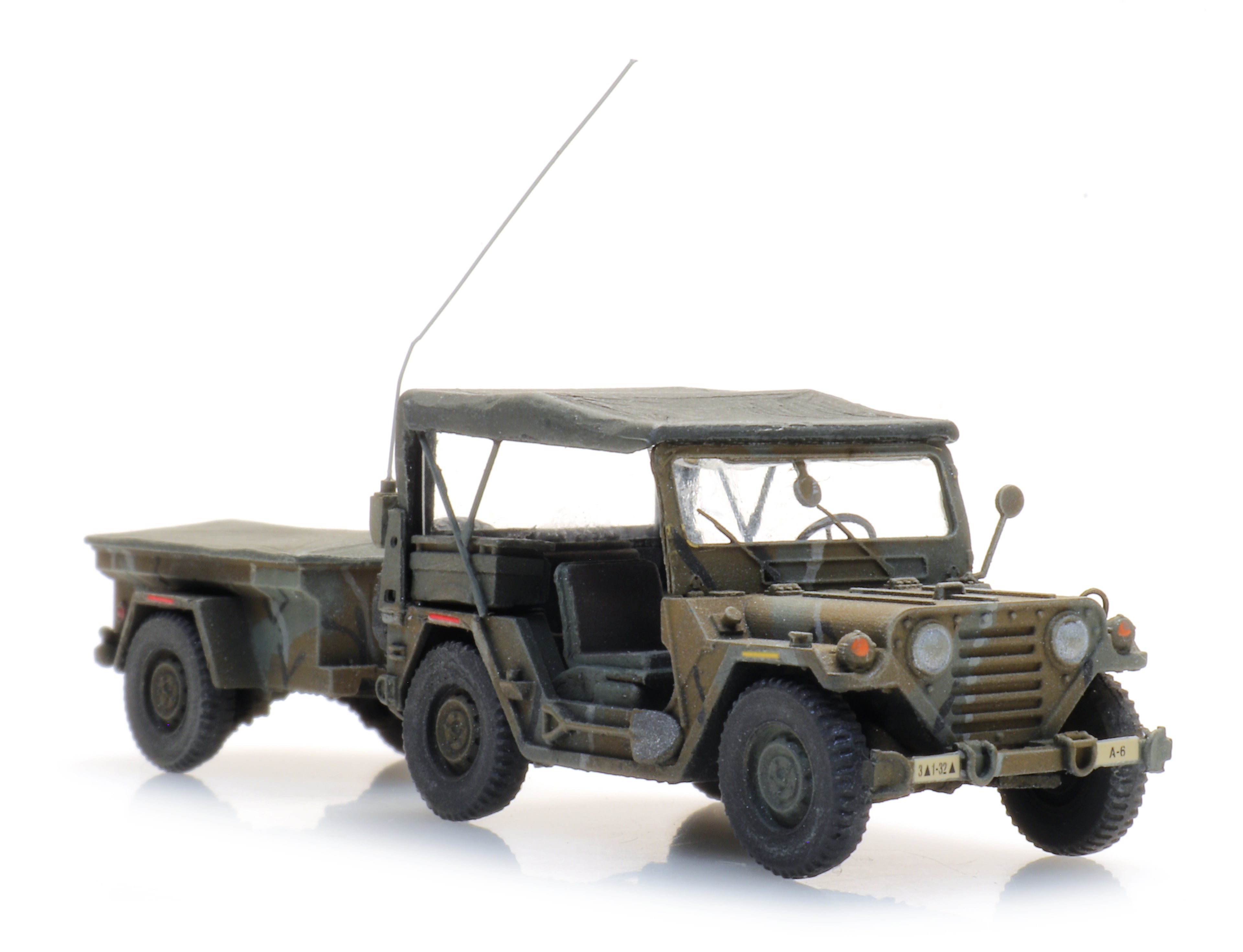 Artitec US M151 Jeep + M416 Trailer MERDC 6870568 – 1:87 HO Scale Model
