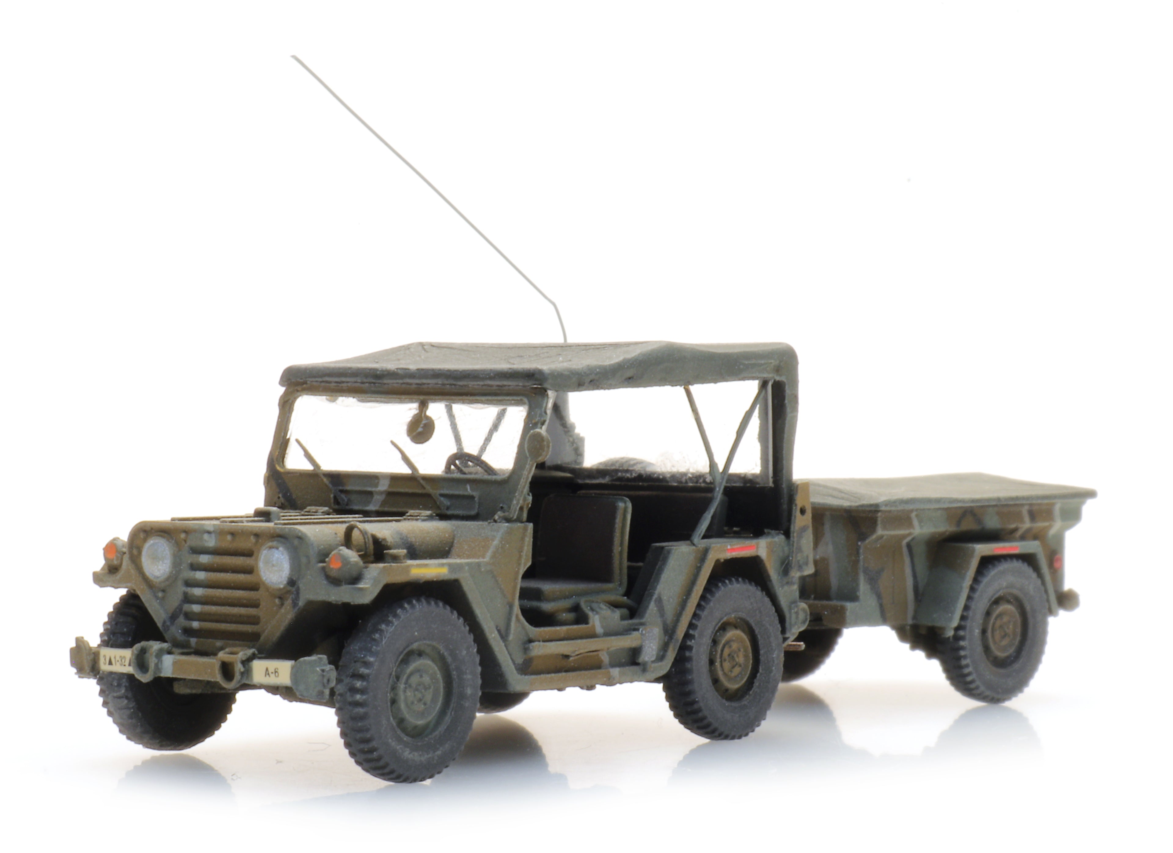 Artitec US M151 Jeep + M416 Trailer MERDC 6870568 – 1:87 HO Scale Model