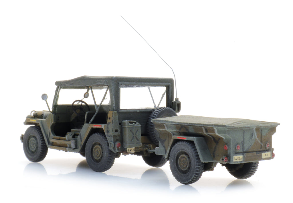 Artitec US M151 Jeep + M416 Trailer MERDC 6870568 – 1:87 HO Scale Model
