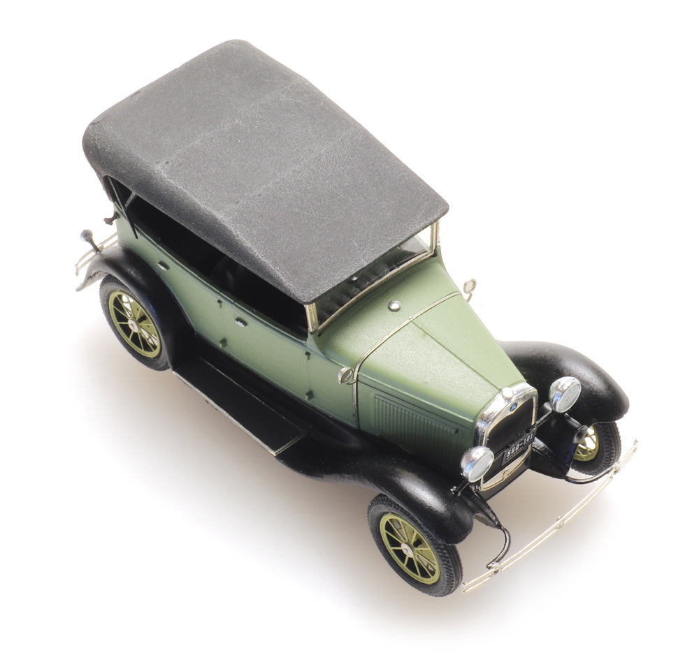 Artitec Ford Model A Phaeton with Raised Soft Top Green 387.521 Ready-Made 1:87 HO Scale Model