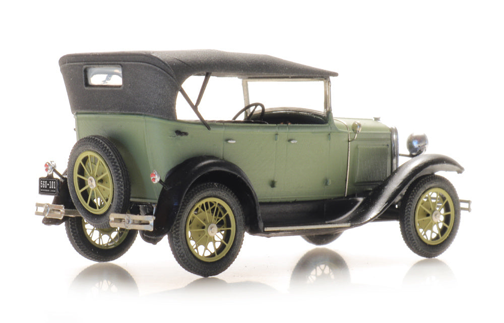 Artitec Ford Model A Phaeton with Raised Soft Top Green 387.521 Ready-Made 1:87 HO Scale Model