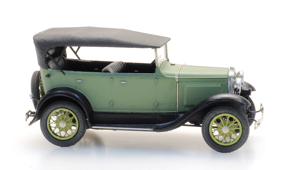 Artitec Ford Model A Phaeton with Raised Soft Top Green 387.521 Ready-Made 1:87 HO Scale Model