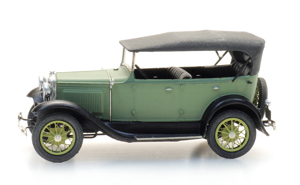 Artitec Ford Model A Phaeton with Raised Soft Top Green 387.521 Ready-Made 1:87 HO Scale Model